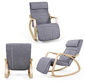 Люлеещ се стол, Songmics, Сив, 121.5x67x84 см