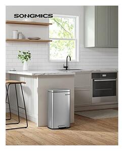 Кош за боклук за кухня, Songmics, 30L, Soft Close, Сребрист
