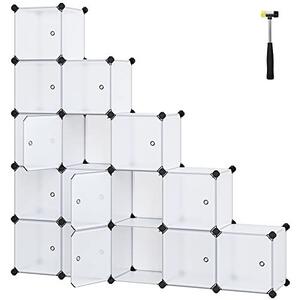 Комплект от 15 модулни кутии за съхранение, Songmics, бял, 123x31x123 см