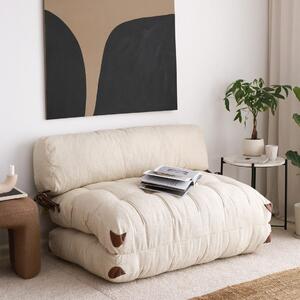 Разтегателен диван с 2 места Fold Крем 120x79x75 см
