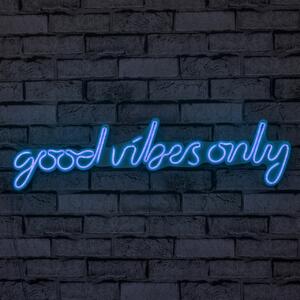 Светеща LED декорация за стена Good Vibes Only Синя 76x19x2 см