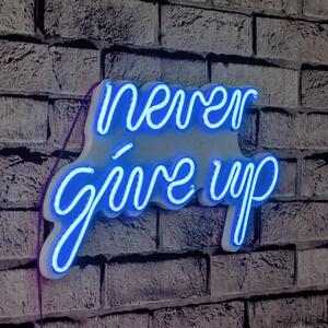 Светеща LED декорация за стена Never Give Up Син 39.5x23x2 см