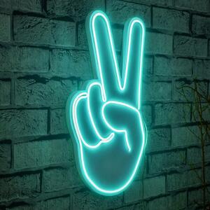 Светеща LED декорация за стена Victory Sign Син 29x44x2 см