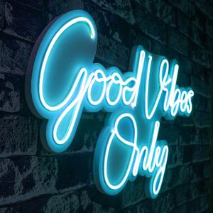 Светеща LED декорация за стена Good Vibes Only 2 Син 37x62x2 см