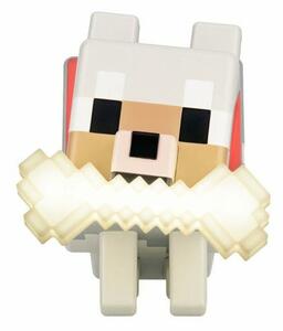 Лампа Paladone Glo Buddies: Minecraft - Wolf Light, 2x AA, бяла