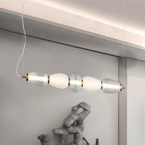 Viokef LED висяща лампа Shiny, дължина 83 cm, прозрачна/бяла, стъкло, Прозрачен, Дневна/трапезария, Стъкло, Модерен
