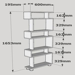 Библиотека Blok Бял 60x165x19.5 см