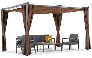 Кафява пергола La Palma 3x4m с пердета Garden Point