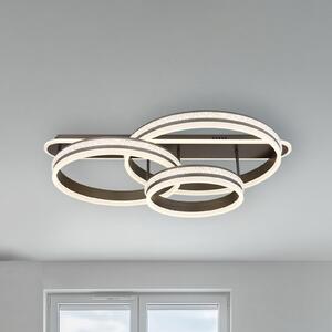 Globo LED таванна лампа Grouni, дължина 80 cm, титанов цвят, CCT метал, Затъмняване, Сив, Дневна/трапезария, Метал, Модерен