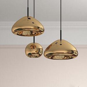 Tom Dixon LED висяща лампа Void mini, Ø 15 cm, месинг, Затъмняване, Злато / месинг, Дневна/трапезария, Месинг, Дизайн