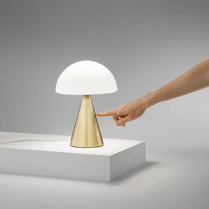 Fabas Luce LED настолна лампа Blip, месинг/бял, стъкло, CCT, сензорен димер, Затъмняване, Злато / месинг, Дневна/трапезария, Стъкло, Модерен