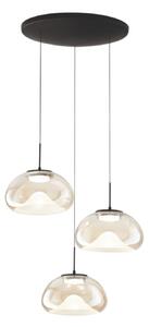 Fabas Luce LED висяща лампа Brena, 3-крилна, коняк, Ø 35 cm CCT, с димер, Затъмняване, Кафяв / ръждив, Дневна/трапезария, Стъкло, Модерен