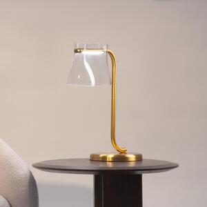 Maytoni LED настолна лампа Cabaret, месинг/прозрачна, височина 48,5 cm, Злато / месинг, Дневна/трапезария, Метал