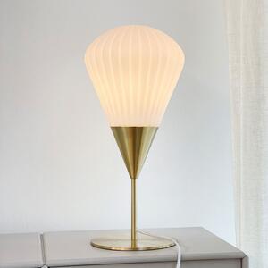 Dyberg Larsen Настолна лампа Ballon, бяла/месингова, 46 см, Металик, Дневна/трапезария, Метал, Дизайн