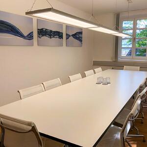 DOTLUX LED висящо осветление OFFICE бяло 120 x 30 cm CCT 54 W dim, Затъмняване, Бял, кабинет / офис, Алуминий, Модерен