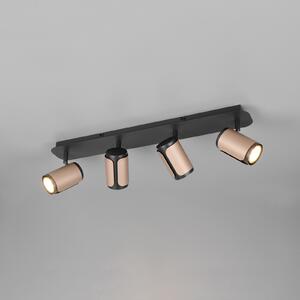 Trio Lighting Таванни прожектори Gillan, кафе, 4-пламъчни, метал, GU10, Затъмняване, Кафяв / ръждив, Дневна/трапезария, Метал, Модерен