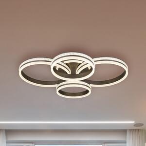 Globo LED таванна лампа Grouni, дължина 85 cm, титанов цвят, CCT, Затъмняване, Сив, Дневна/трапезария, Метал, Модерен