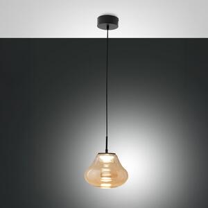Fabas Luce LED висяща лампа Deva, кехлибар, стъкло, Ø 25 cm, CCT, димируема, Затъмняване, Бежов, Дневна/трапезария, Стъкло, Модерен