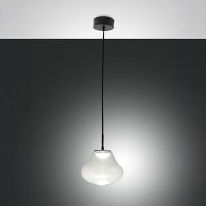 Fabas Luce LED висяща лампа Deva, прозрачна, стъкло, Ø 25 cm, CCT, с димер, Затъмняване, Прозрачен, Дневна/трапезария, Стъкло, Модерен