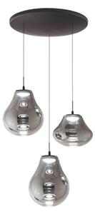 Fabas Luce LED висяща лампа Deva, 3-крилна, Ø 50 cm, сива, CCT, с димер, Затъмняване, Сив, Дневна/трапезария, Стъкло, Модерен