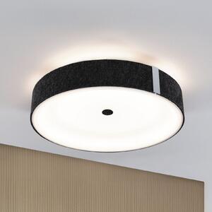 Paulmann Smart LED таванска лампа Malika антрацит Ø 40 cm филц, Затъмняване, Сив, Дневна/трапезария, Плат / текстил, Модерен, Кръгъл директен таван
