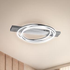 FISCHER & HONSEL LED таванна лампа Kiku, дължина 76 cm, алуминиев цвят, метал, Затъмняване, Металик, Дневна/трапезария, Метал, Модерен