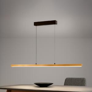 FISCHER & HONSEL LED висяща лампа Shine-Wood, дължина 141 cm, дъб/черно CCT, Затъмняване, Дърво, Дневна/трапезария, Дървесина