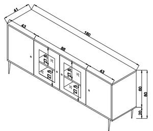 Конзола Хазеран Дъб 180x81x41 см