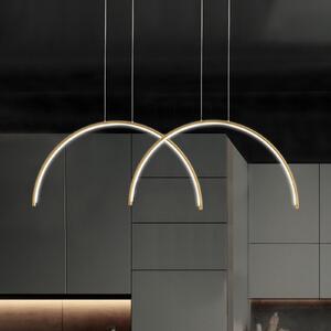 Viokef LED висяща лампа Megan, дължина 95 cm, златист цвят, 2-световна., Злато / месинг, Дневна/трапезария, Алуминий, Модерен