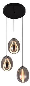 Viokef LED висяща лампа Melanie, Ø 41 cm, димносив, стъкло, 3-крил., Сив, Дневна/трапезария, Стъкло