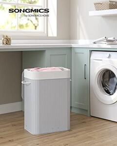 Кош за пране, Songmics, Сив, 40x30x60 см