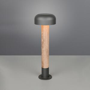 Trio Lighting Осветление за пътеки Fraser, сив/дървесен вид, алуминий, IP54, височина 84,5 cm, Затъмняване, Дърво, Алуминий