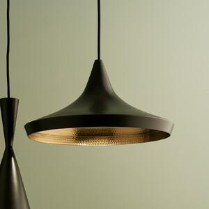 Tom Dixon LED висяща лампа Beat Flat, черна, Ø 56 cm, Затъмняване, Черен, Дневна/трапезария, Месинг, Дизайн