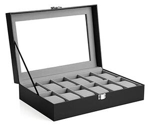 Кутия за часовници, Songmics, 20.2 x 30.2 x 7.8 см, JWB12BK, Сив