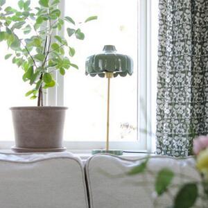 PR Home Настолна лампа Wells, зелена/златиста, височина 50 cm, Зелен, Дневна/трапезария, Метал