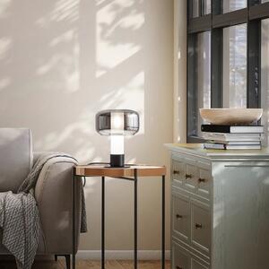 Fabas Luce Настолна лампа Flick, пушено сиво, стъкло, 28 см, с димер, E14, Затъмняване, Сив, Дневна/трапезария, Стъкло, Модерен