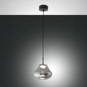 Fabas Luce LED висяща лампа Deva, сива, стъкло, Ø 25 cm, CCT, с димер, Затъмняване, Сив, Дневна/трапезария, Стъкло, Модерен
