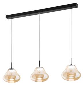 Fabas Luce LED висяща лампа Deva, 3-крила, 115 cm, кехлибар, CCT, с димер, Затъмняване, Бежов, Дневна/трапезария, Стъкло, Модерен