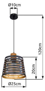 Globo Висяща лампа Ablona, Ø 25 cm, черно/златисто, метал, Затъмняване, Черен, Дневна/трапезария, Метал, Модерен