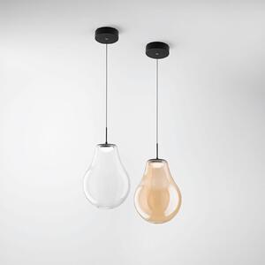 Fabas Luce LED висяща лампа Noa, кехлибар, стъкло, Ø 25 cm, CCT, с димер, Затъмняване, Бежов, Дневна/трапезария, Стъкло, Модерен