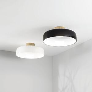 Fabas Luce LED таванна лампа Lunar, черна, стъкло, Ø 42 cm, CCT, с димер, Затъмняване, Черен, Дневна/трапезария, Стъкло, Модерен