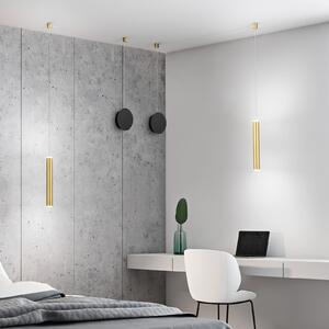 Fabas Luce LED висяща лампа Prado, месинг, метал, с димер, Затъмняване, Злато / месинг, Дневна/трапезария, Метал, Модерен
