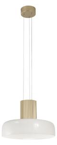 Fabas Luce LED висяща лампа Lunar, бяла/златна, стъкло, CCT, с димер, Затъмняване, Бял, Дневна/трапезария, Стъкло, Модерен