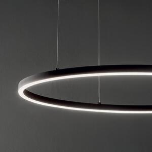 IDEAL LUX Ideal Lux LED висяща лампа Oracle Slim Ø 50 cm черна 3.000 K, Черен, Дневна/трапезария, Метал, Модерен