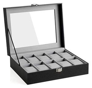 Кутия за ръчни часовници, Songmics, капацитет 20.2 x 25.5 x 7.8 см, JWB010BK, Сив