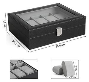 Кутия за ръчни часовници, Songmics, капацитет 20.2 x 25.5 x 7.8 см, JWB010BK, Сив