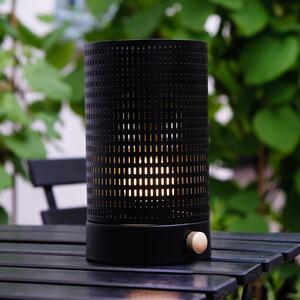 Dyberg Larsen LED акумулаторна настолна лампа Mesh, черна, височина 20 cm, Затъмняване, Черен, Дневна/трапезария, Метал, Дизайн