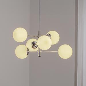 Domiluce Висящо осветително тяло Aurora, хром, Ø 60 cm, 6 светлини, стъкло, E14, Затъмняване, Металик, Дневна/трапезария, Стъкло