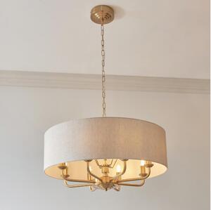 Endon 110727 - Полилей на верига HIGHCLERE 8xE14/40W/230V бежов/месинг, Ø 70 см