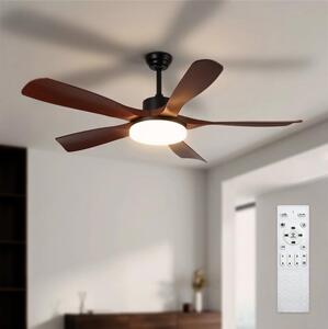 BRILAGI - Димируем таванен вентилатор LED/34W/230V 132 cm черен/кафяв +дистанционно управление